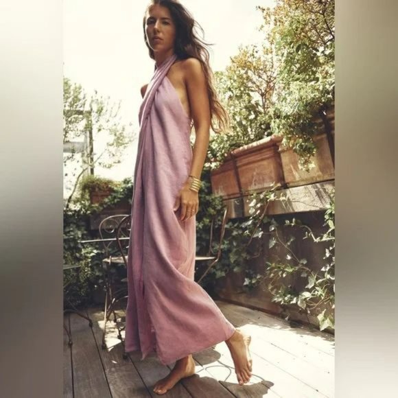 ZARA LINEN HALTER DRESS NWT - Picture 5 of 10